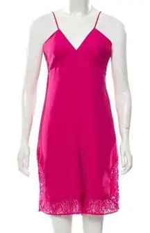 Maje Isadora Romper Womens Small Fuchsia Pink Lace Trim Crepe Playsuit Feminine