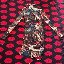 I saw it first nude artwork mesh Bodycon dress US 10