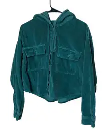 American‎ Eagle Corduroy Button-Up Cropped Shirt Jacket Shacket Green Size L