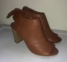 Gap Brown Leather Open Toed 2 Inch Heels