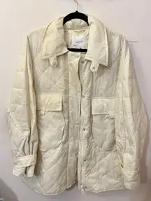 Anthropologie By  Lightweight Quilted Shacket Cream L NEW