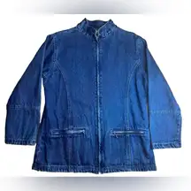 North Style Womens long sleeve Flannel-Lined Denim Jacket w/Zip pockets|Size:S