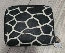 EVAN-PICONE Women's Giraffe Print Zip-Around‎ Suede Card Holder Wallet Black