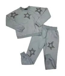 Rehab - Beaded Star Cut Out Sweatshirt & Sweatpant Set in Gray