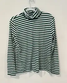 Lands End Women's Striped Long Sleeve Mock Turtleneck Large 2140