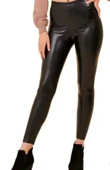 Vintage Havana Croc Faux Leather Leggings Black Hi Waist Juniors Small New NWT