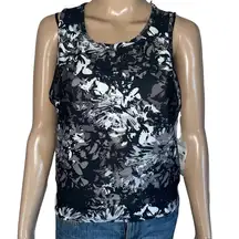 Balance Collection black floral athletic tank top