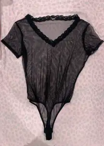 Black Mesh/Fishnet Leotard Bodysuit