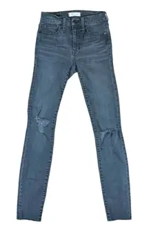 Madewell Distressed Black Washed 9” High-rise Skinny Jeans