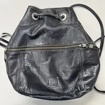 The Sak Black Leather Drawstring Backpack Bag Purse Women’s Boho Classic