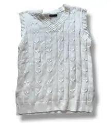 SHEIN | Oversized White Cable Knit Sweater Vest | Size 6 (M)