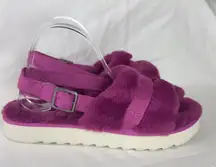 Koolaburra by UGG Women’s Size 11 Adjustable Slide Sandals Fuzz'd Out Fuchsia