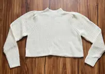 cream knitted mock neck sweater cropped