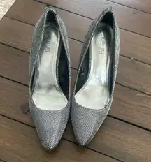 Jennifer Lopez JLO Silver Glittery Shoes 4" Stilletos Heels
