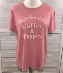 Fifth Sun  Weekends Coffee & Puppies Short Sleeve Tee Dusty Pink-XL