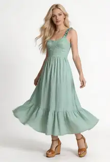 altar'd state green gingham midi dress Main Event Gingham Dress in Green