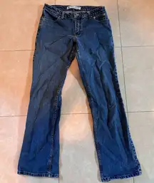 Harley Davidson bootcut 10L dark denim jeans. Length is approximately 39”.