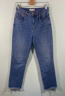 Madewell Women Blue Frayed Raw Hem The Perfect Vintage Jean Size 27 #AF691