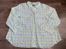 NWT Womens‎ Talbots plus petite plaid button up long sleeve 100% cotton size 3Xp