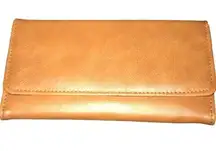 BROWN/TAN FAUX LEATHER TRI FOLD VERSATILE WALLET