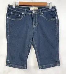 Hybrid & Company Shorts Juniors 7 Low Rise Bermuda‎ Y2K Retro Stretch Denim Edgy