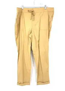 Torrid  Tie Front Poplin Pant Women's Size 2X Tall Elastic Back Waist Tan NEW