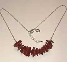 Express Silver Tone Elegant Faux Coral Boho Necklace