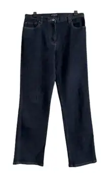 Ann Taylor Jeans Stretch Dark Wash Low Rise Straight Wide Leg Denim Jean Size 8R