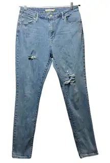 Levi's 721 High Rise Skinny Jeans 32 Distressed‎ Denim Blue Light Wash