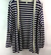 Coldwater Creek 2X Navy Creme Stripe Cardigan