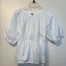 Women's White Puff Sleeve Top