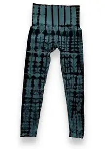 Yelete Women Pull On Teal Black Tie Dye Compression Yoga Workout Leggings Small