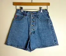 Vintage bongo button fly denim jean shorts  big logo on back size 3