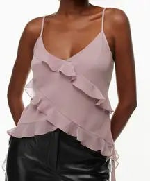 Aritzia Wilfred Eminence Top Ruffled Chiffon Camisole Light Birch Purple