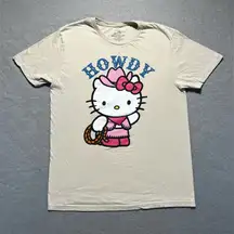 Hello Kitty “Howdy” Cowgirl T-Shirt Women’s Medium Beige Pink Western