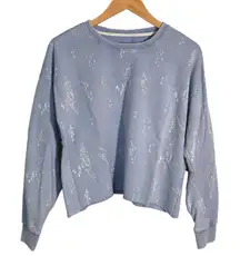 Thread Supply Blue Denim Splash Print Pullover Sweatshirt Women's Size S