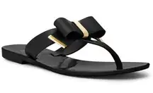 MICHAEL KORS | Kayden Black Gold Jelly Plastic Sandals Thongs Flip Flops | 6