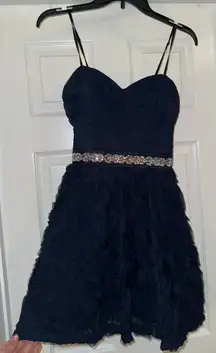 Homecoming Dress Spaghetti Strap Short Navy Blue