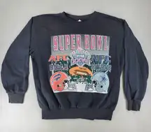 VTG Buffalo Bills Cowboys Super Bowl Crewneck Sz L Distressed Black Lightweight