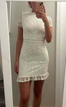 White Lace Mini Dress 