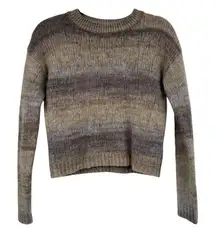 Something Navy Purple & Brown Striped Crew Neck Sweater Womens S Fall Neutral