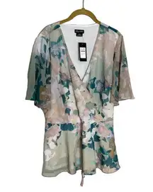 City Chic NWT Dreamy Floral Flutter Sleeve Blouse S/16