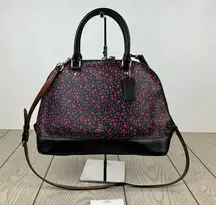 Coach  Sierra Satchel Purse Ranch Micro Floral Pattern Red/Black/Silver $395