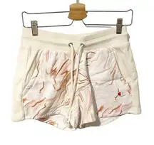 Champion Small Shorts Cream Pink Marble Print Reverse Weave Drawstring Short