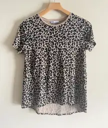 Zara Leopard Print Tee T Shirt Womens Small‎ Brown Short Sleeve Basic Casual