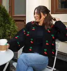 Cherry Black Cardigan