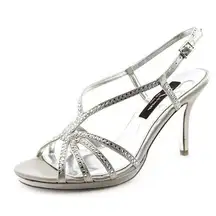 Nina Bobbie silver rhinestone strappy heeled sandals