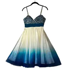 Scala Vintage Y2K Babydoll Dress Blue Sequins Fairy Homecoming Prom Size 2