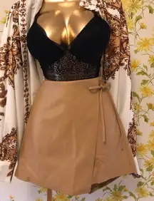 High waist faux leather wrap skort size M