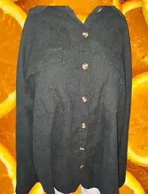 Shein‎ Black Button Up Long Sleeve Shirt Size XL